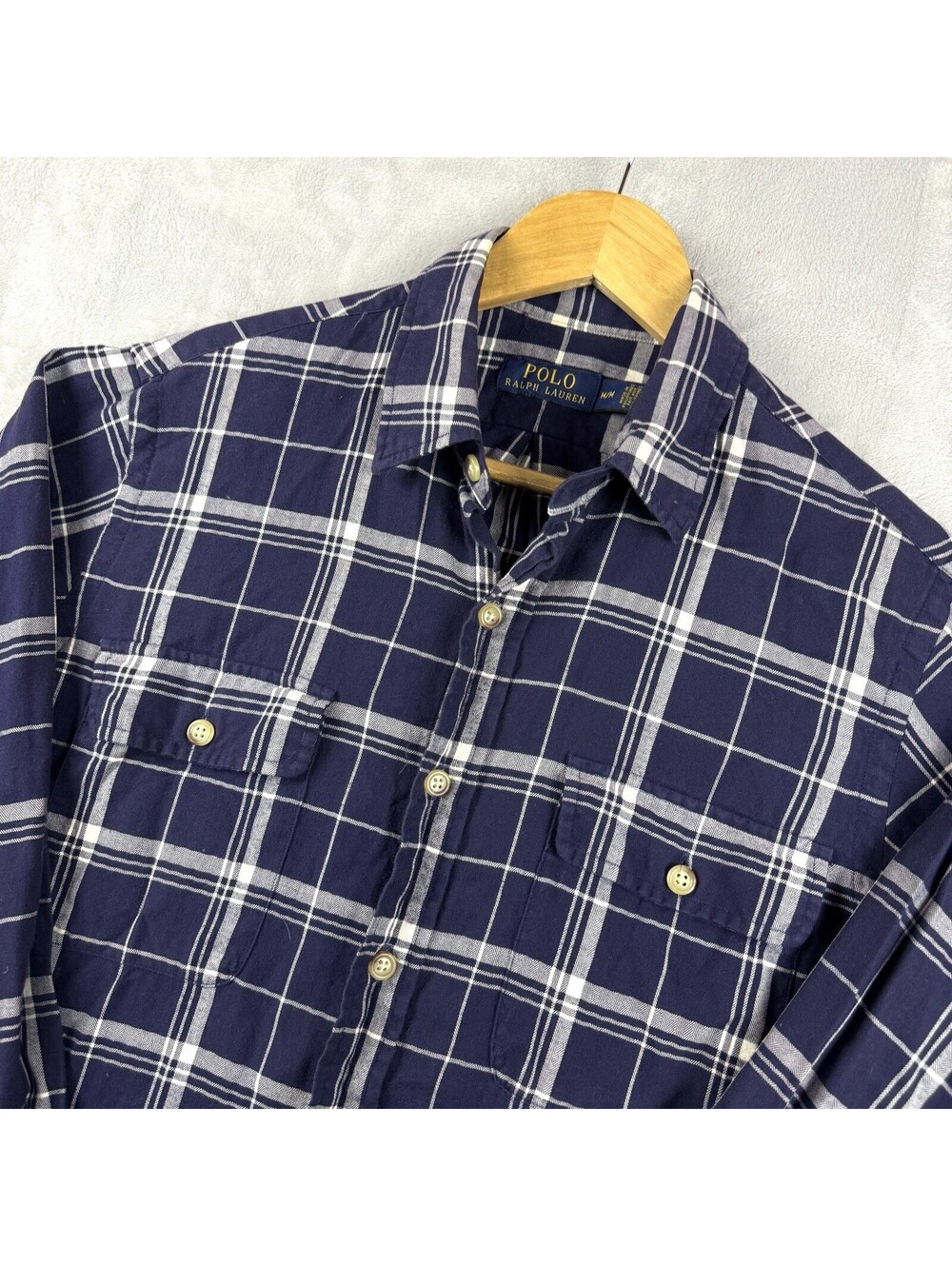 Polo Ralph Lauren Purple Plaid Long Sleeve Button Up Shirt Dual Pockets Classic